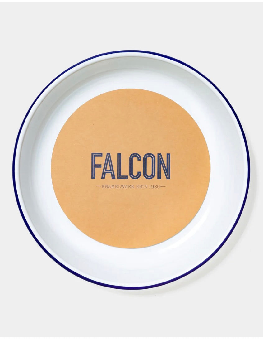 Serving Dish: Medium: White/Blue Rim