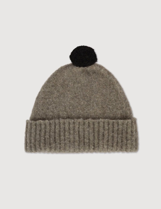 Brushed Hat with PomPom: Moss