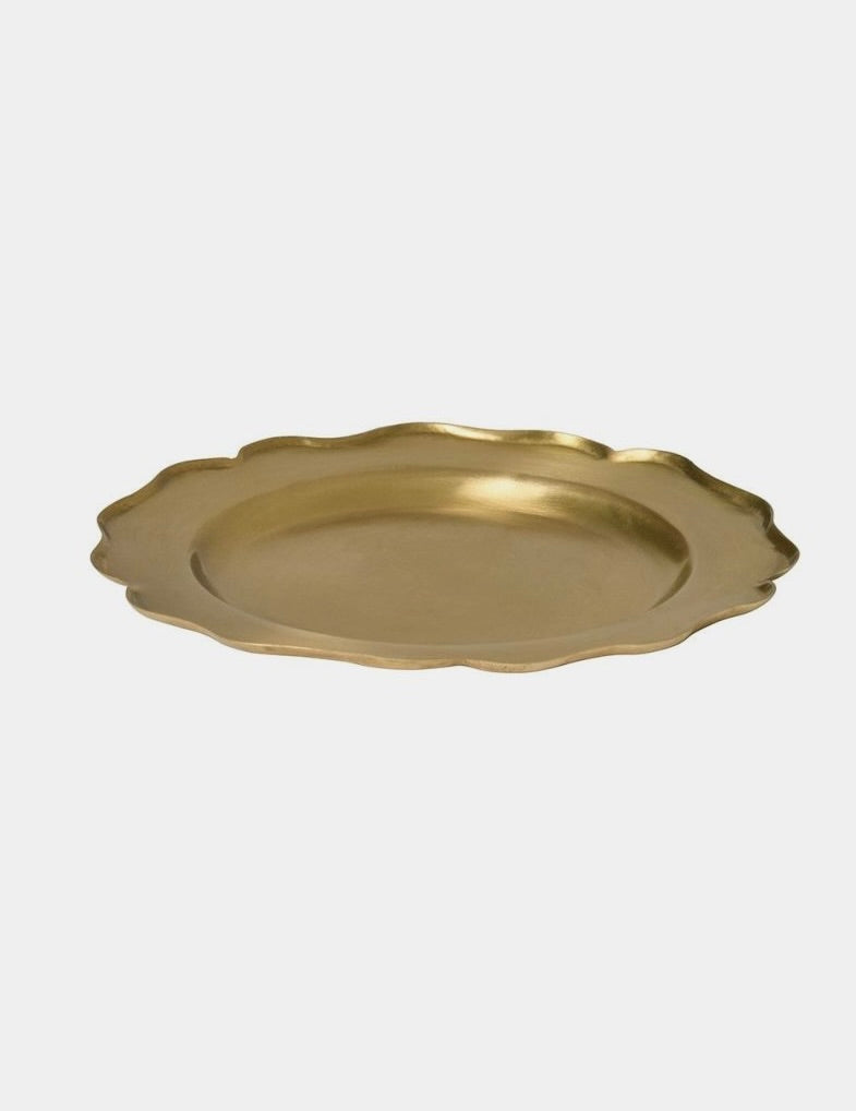 Brass Ruffle Edge Plate: Medium