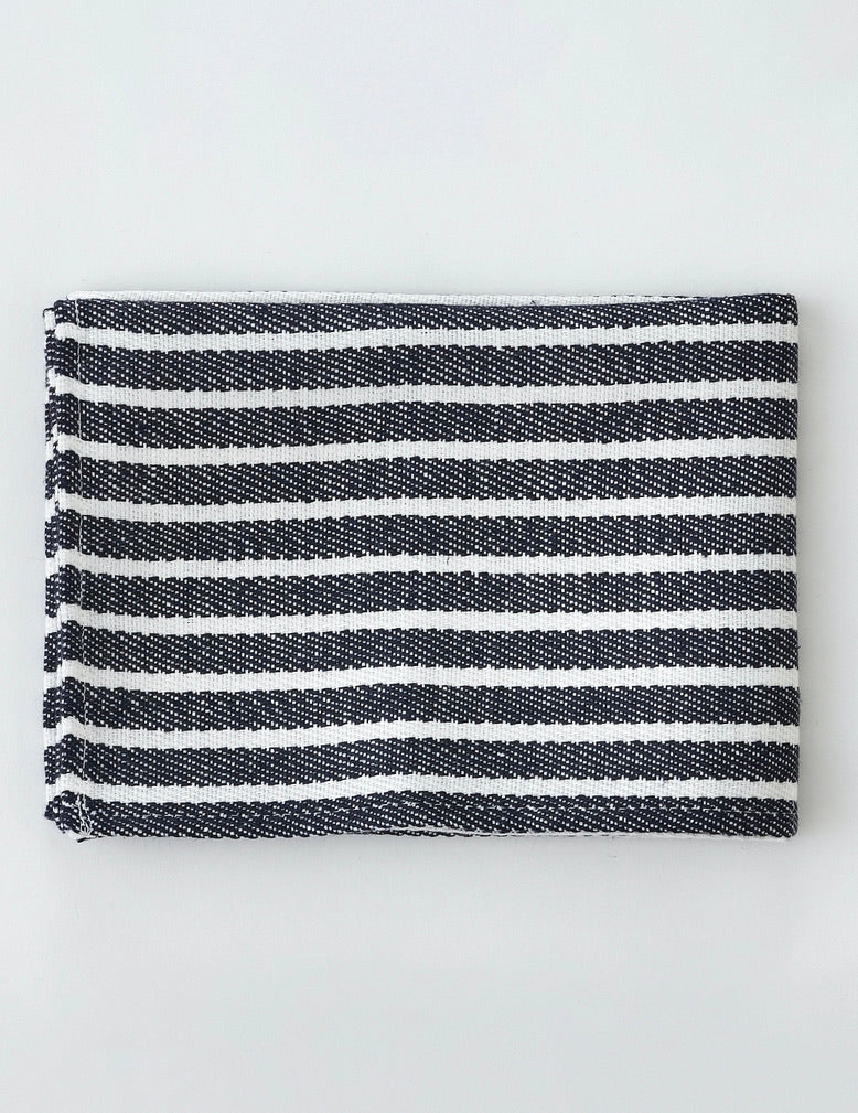 Thick Linen Kitchen Cloth: White & Navy Stripe