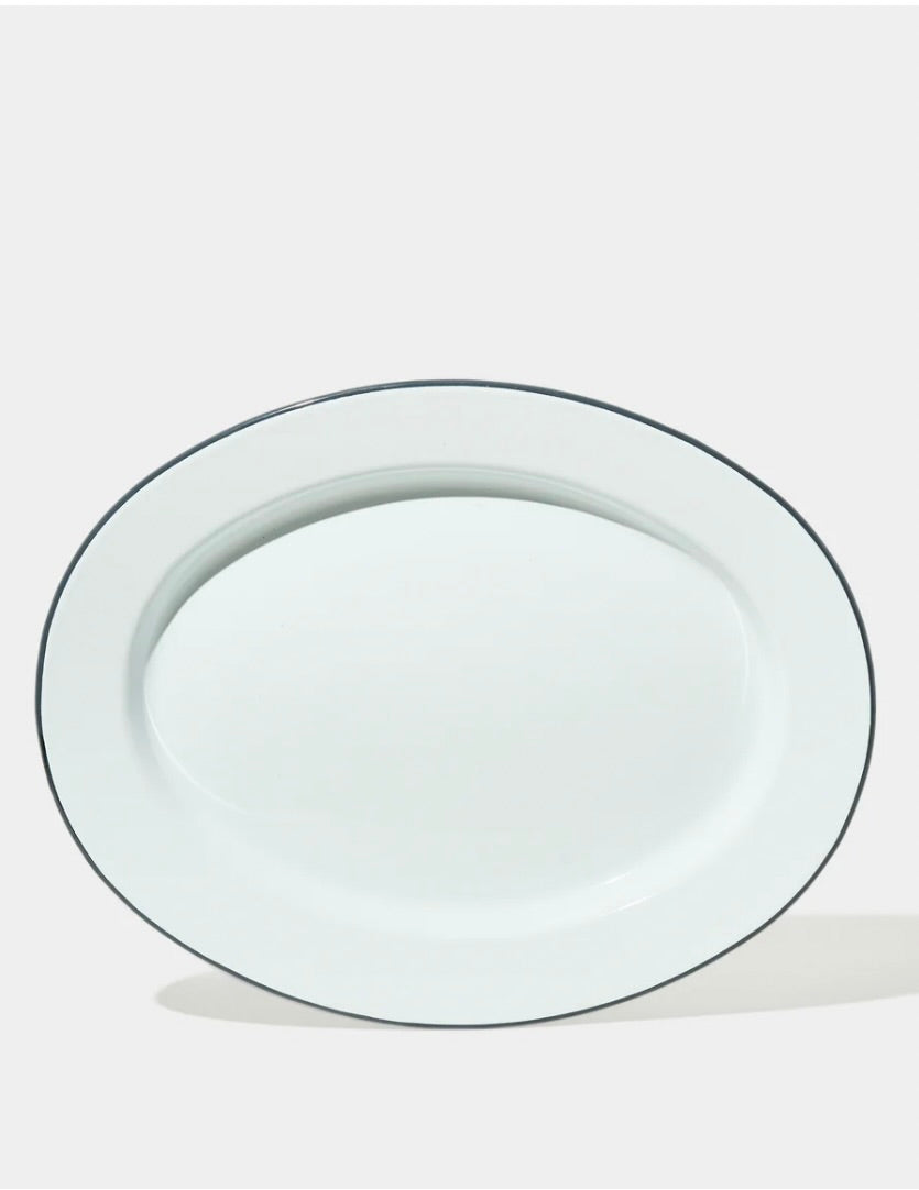 Falcon Enamelware: Oval Server: Pigeon Grey