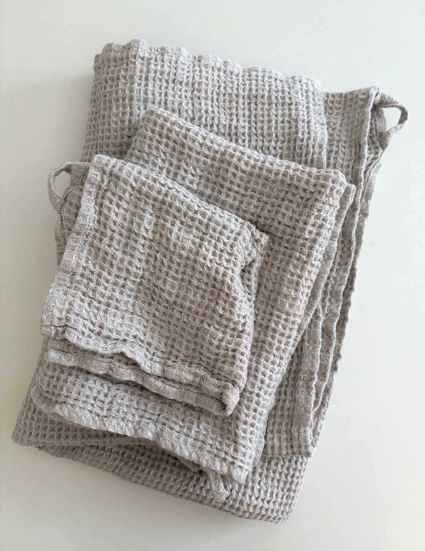 Linen Washed Waffle Towels: Fog