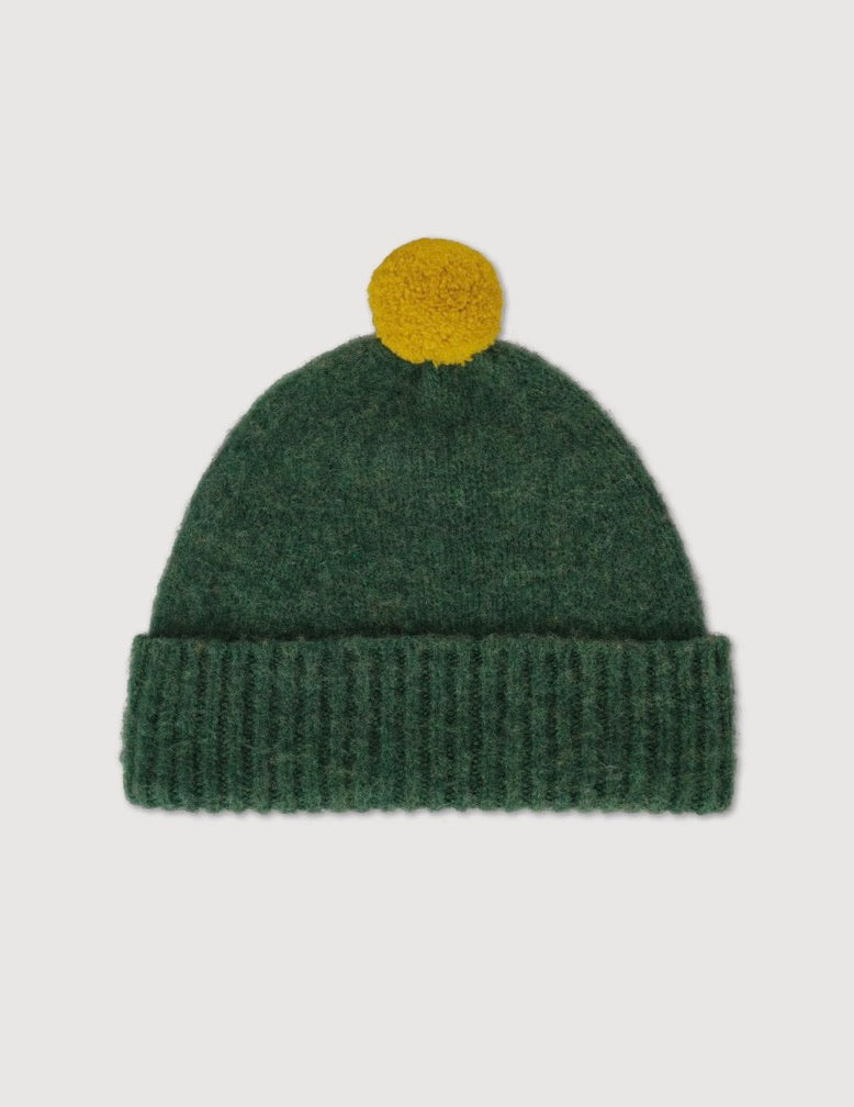 Brushed Hat with PomPom: Asparagus