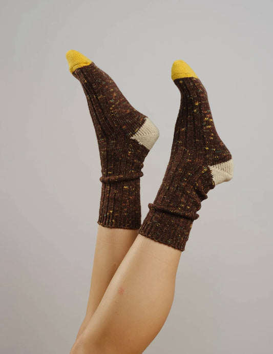 DEGEN: Wool Crew Socks: Walnut