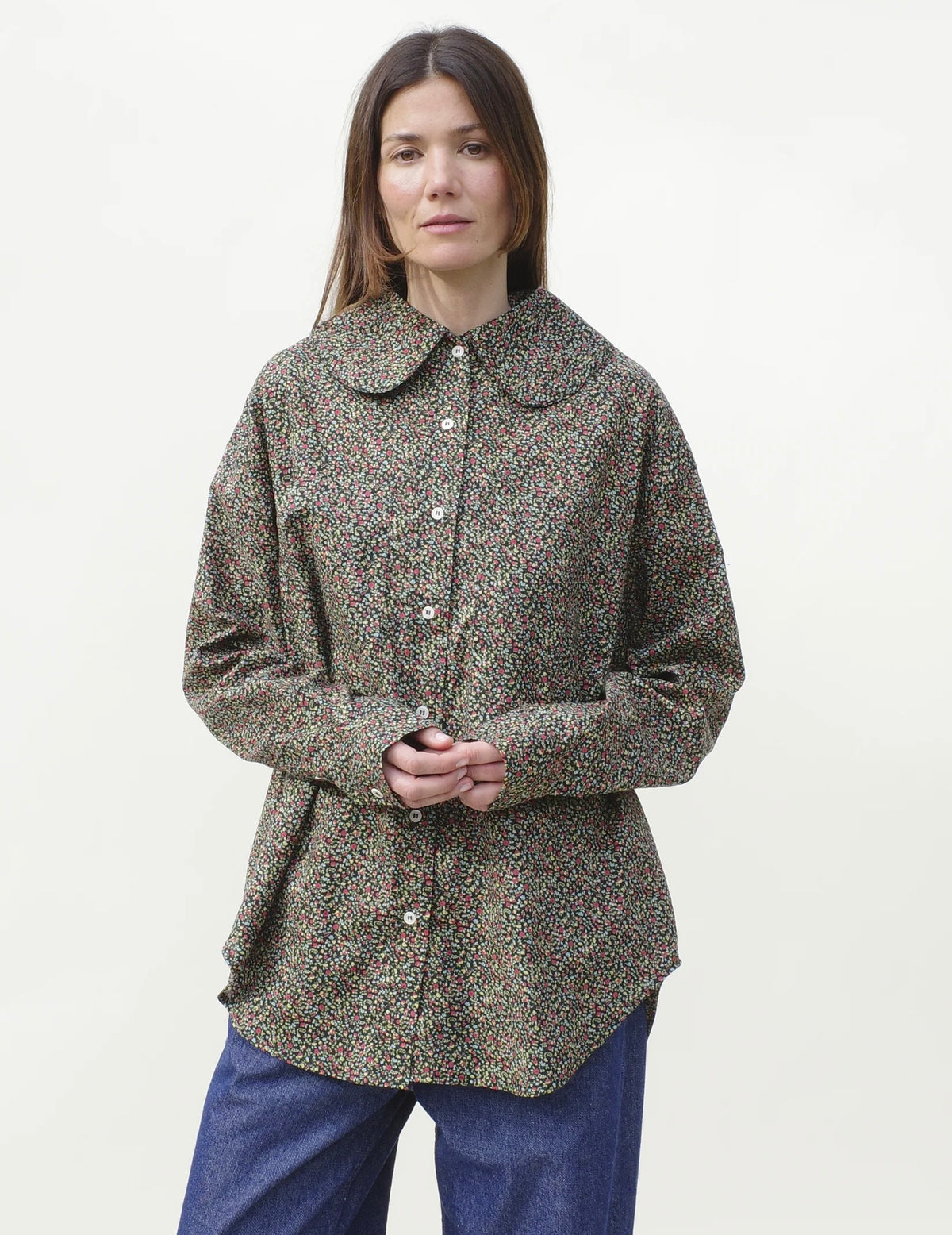 Emma Rothkoph Hollis Oversized Shirt: Noir Ditsy