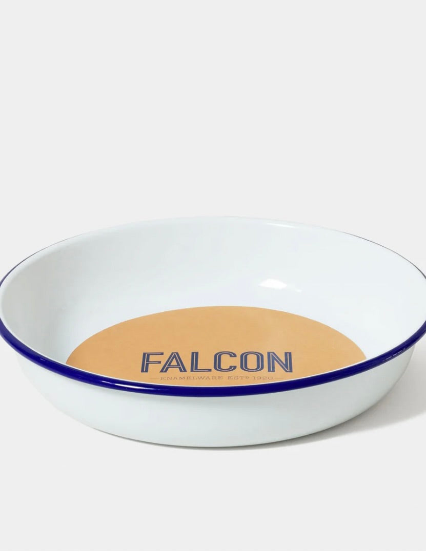 Serving Dish: Medium: White/Blue Rim