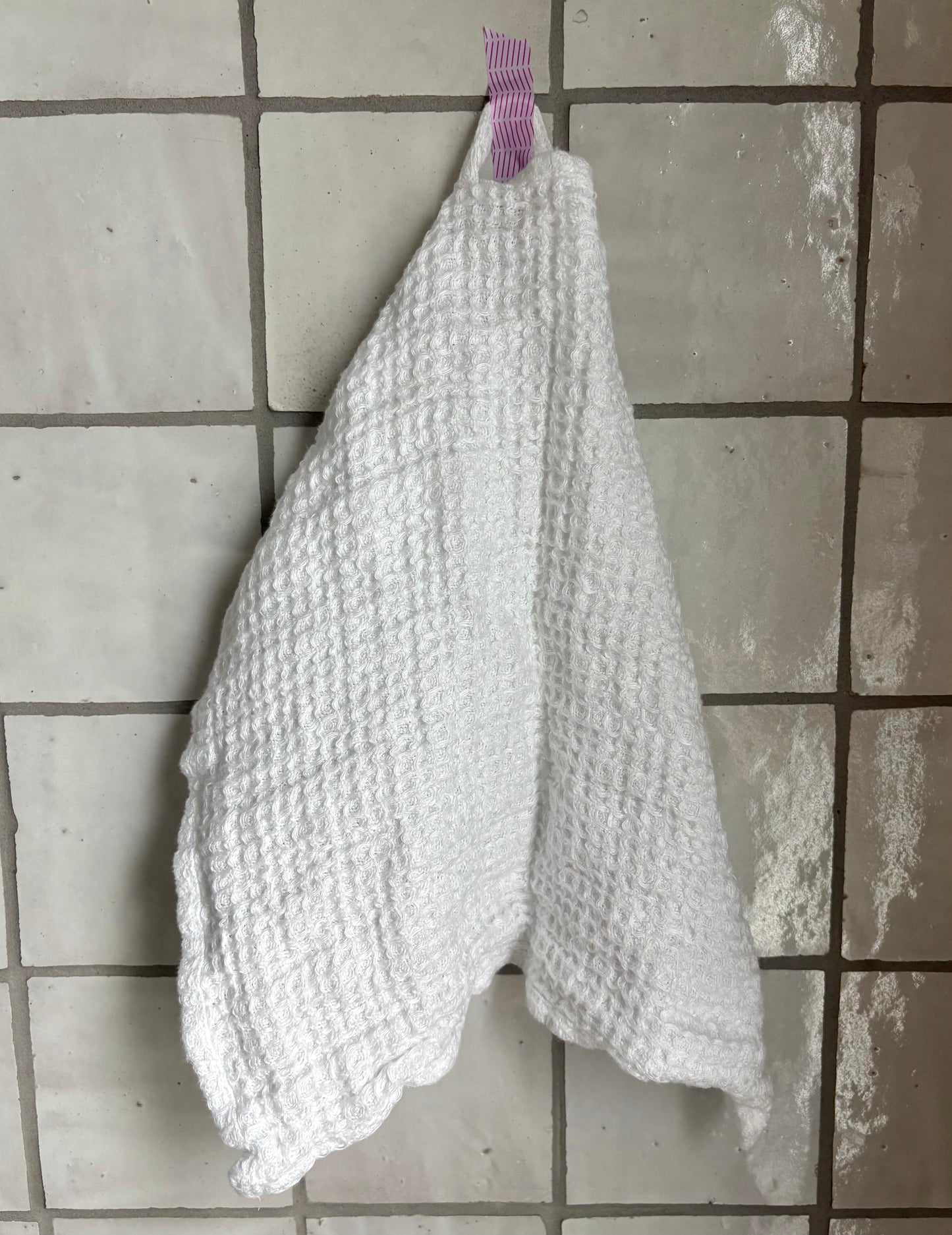 Linen Washed Waffle Towels: White