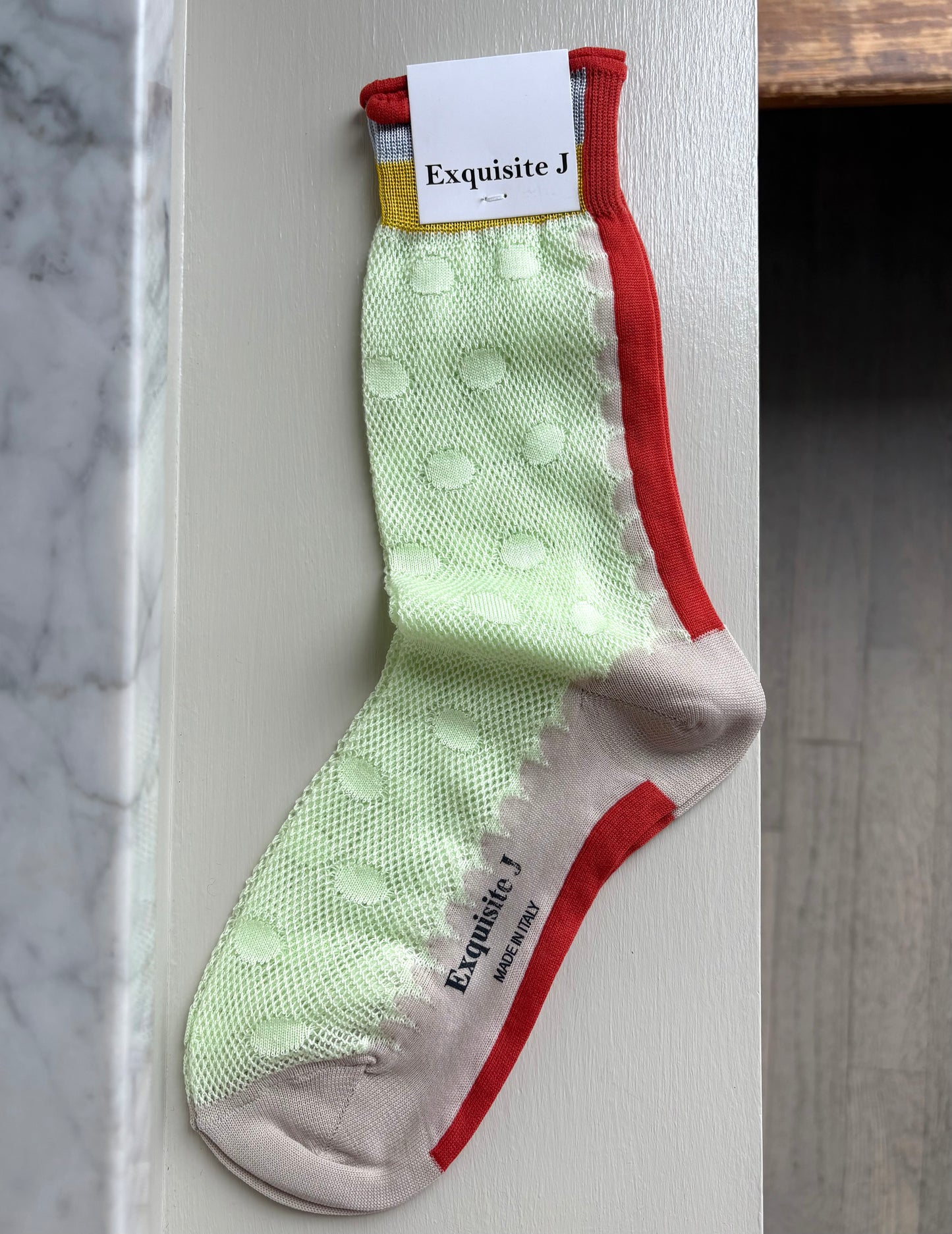 Exquisite J: Crew Socks: Mesh Dot