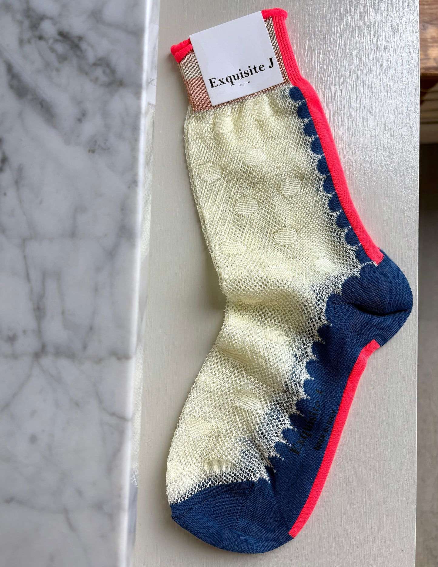 Exquisite J: Crew Socks: Mesh Dot